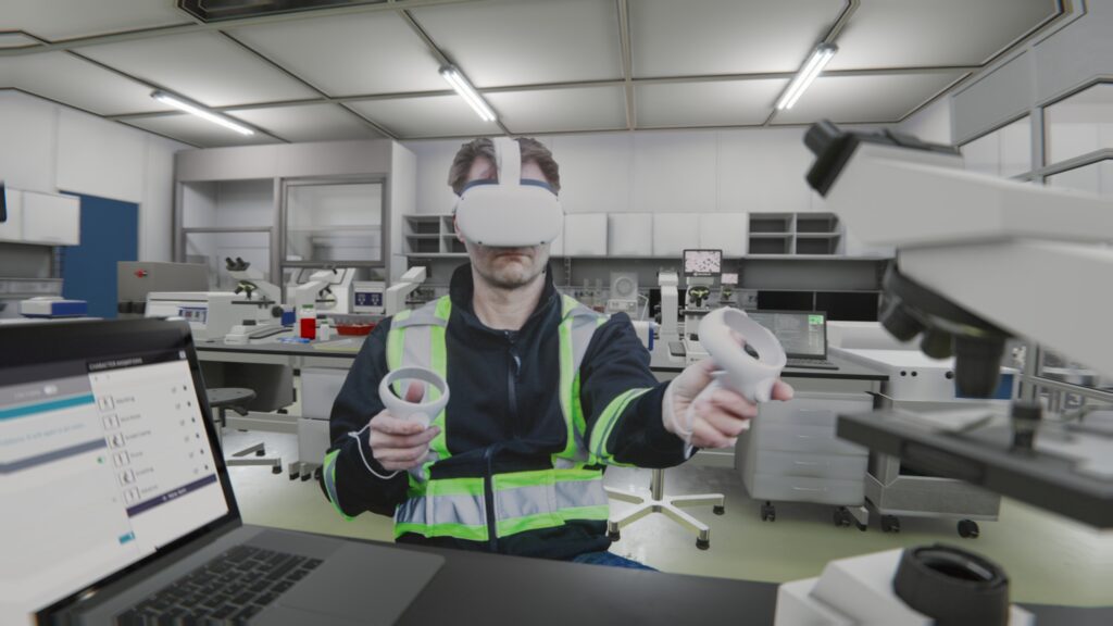 Trainee doing VR Training in a Lab